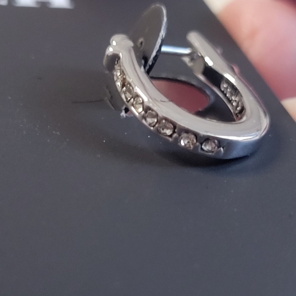 Coach Pave Signature Huggie Earrings NWT - Picture 4 of 7